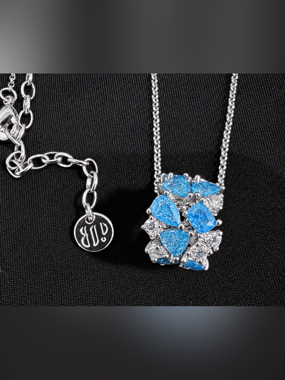 BP NK21323 Blue Ice Crystal Wheel Necklace
